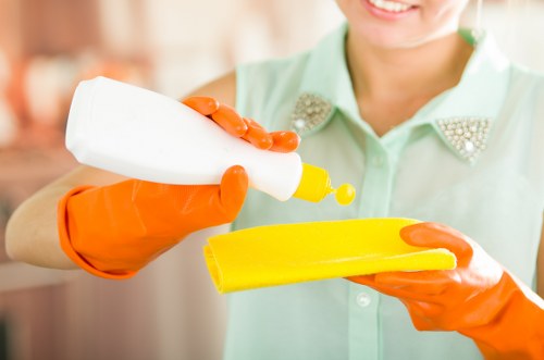 Domestic cleaning tasks for kitchens, bathrooms, and living spaces in E5 properties
