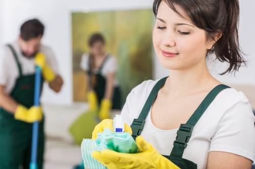 Local technician assessing an upholstery stain in E5