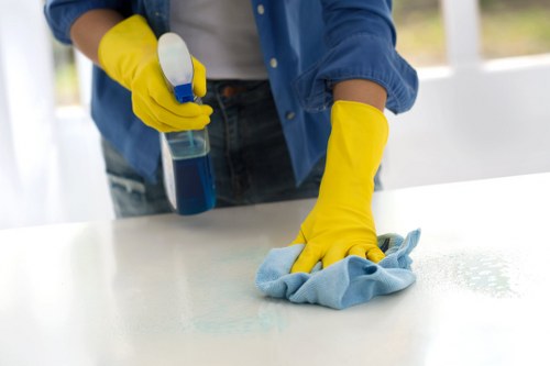 Professional cleaner working in a flat in E5 with attention to local access needs